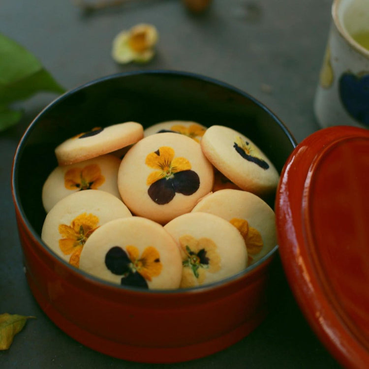 Viola Flower Topped Cookies