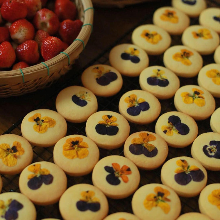 Viola Flower Topped Cookies